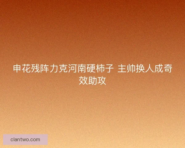 申花残阵力克河南硬柿子 主帅换人成奇效助攻