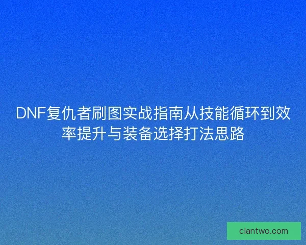 DNF复仇者刷图实战指南从技能循环到效率提升与装备选择打法思路