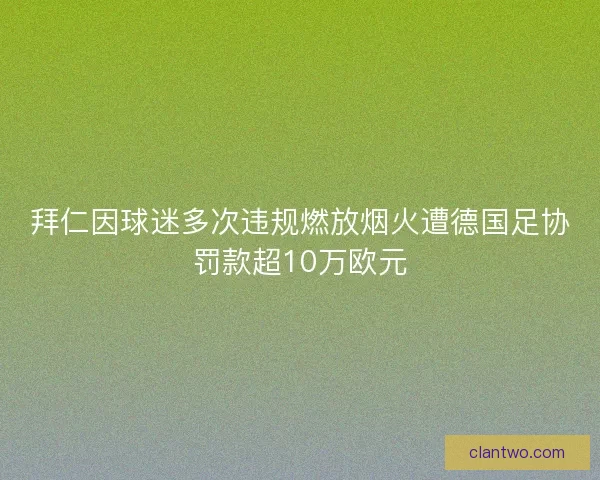 拜仁因球迷多次违规燃放烟火遭德国足协罚款超10万欧元