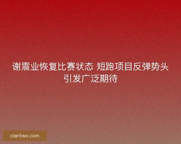 谢震业恢复比赛状态 短跑项目反弹势头引发广泛期待