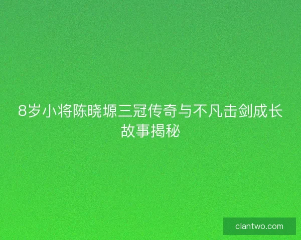 8岁小将陈晓塬三冠传奇与不凡击剑成长故事揭秘