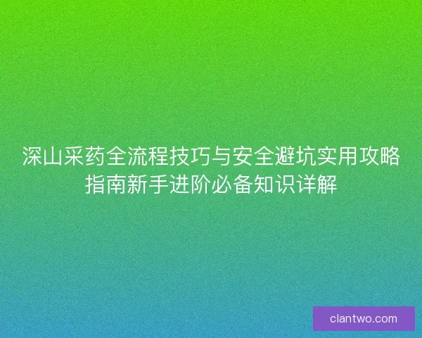 深山采药全流程技巧与安全避坑实用攻略指南新手进阶必备知识详解