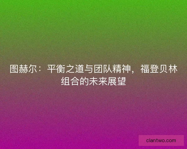 图赫尔：平衡之道与团队精神，福登贝林组合的未来展望